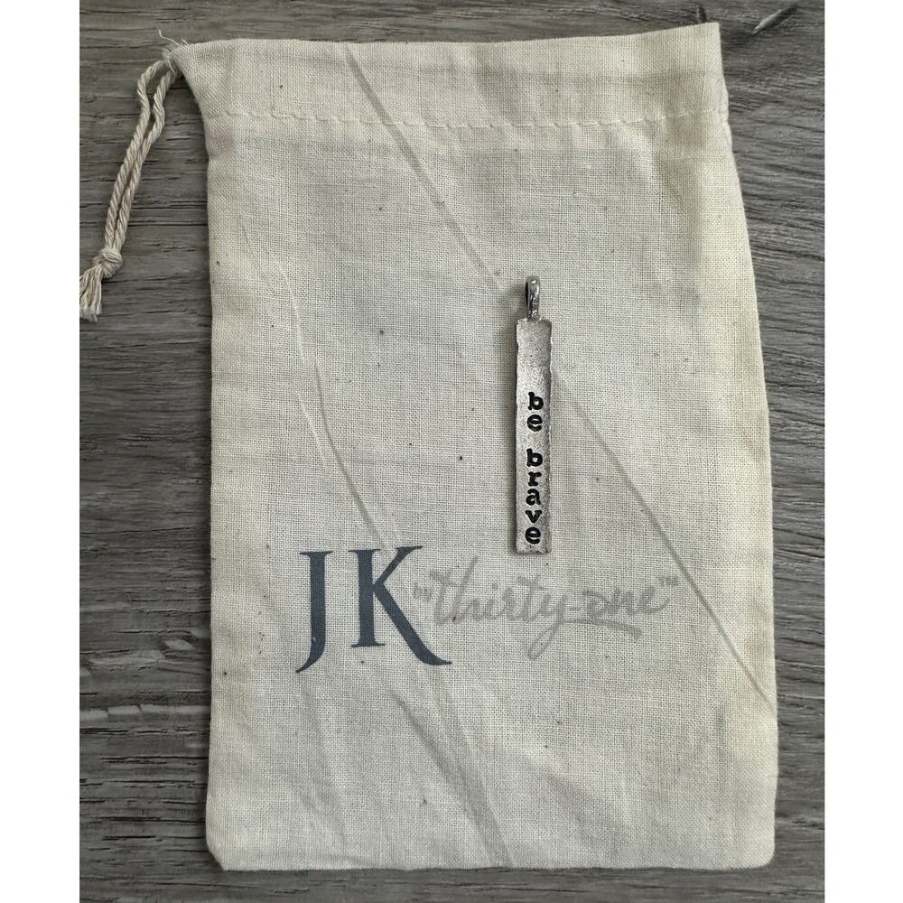 JK + Thirty One Silver Tone "Be Brave" Stamped Charm Pendant